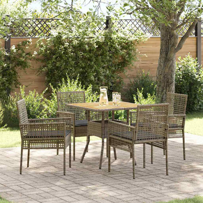 Set da Pranzo per Giardino 5 pcs Grigio polyrattan | homemem39