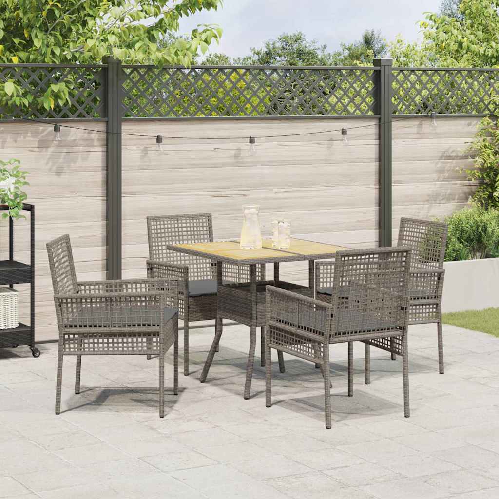 Set da Pranzo per Giardino 5 pcs Grigio polyrattan | homemem39