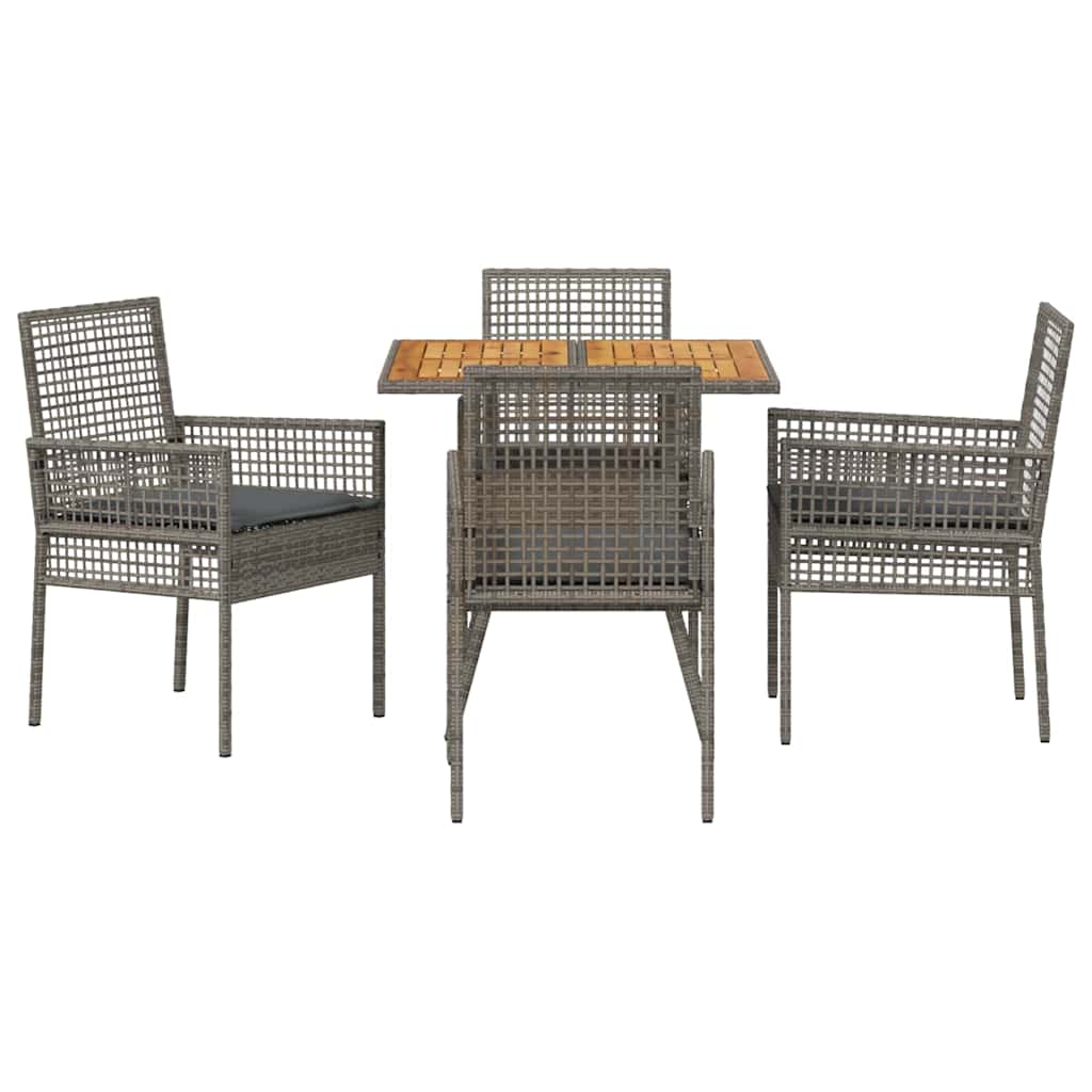 Set da Pranzo per Giardino 5 pcs Grigio polyrattan | homemem39