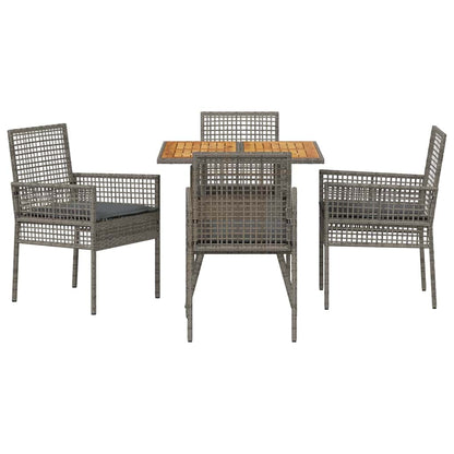Set da Pranzo per Giardino 5 pcs Grigio polyrattan | homemem39