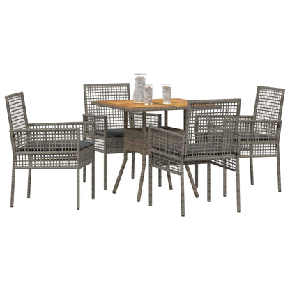 Set da Pranzo per Giardino 5 pcs Grigio polyrattan | homemem39