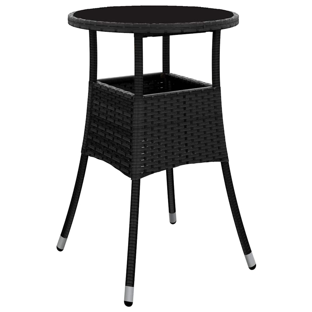Set da Pranzo per Giardino 3 pcs Nero polyrattan | homemem39