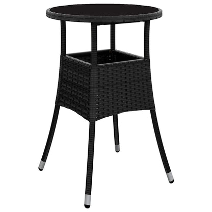Set da Pranzo per Giardino 3 pcs Nero polyrattan | homemem39