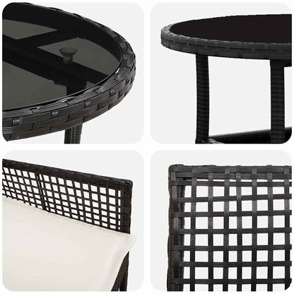 Set da Pranzo per Giardino 5 pcs Nero polyrattan | homemem39