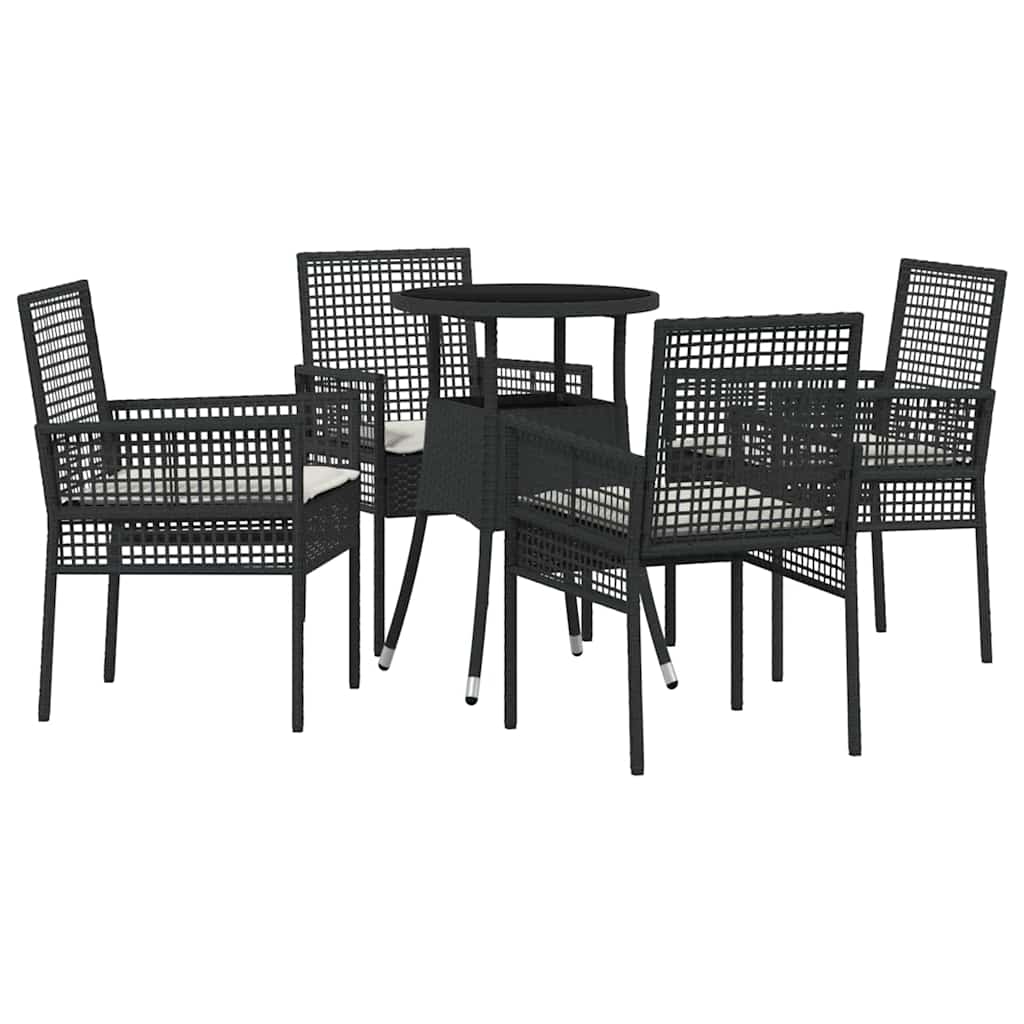 Set da Pranzo per Giardino 5 pcs Nero polyrattan | homemem39