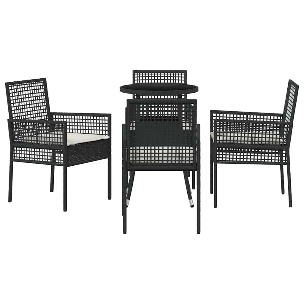 Set da Pranzo per Giardino 5 pcs Nero polyrattan | homemem39