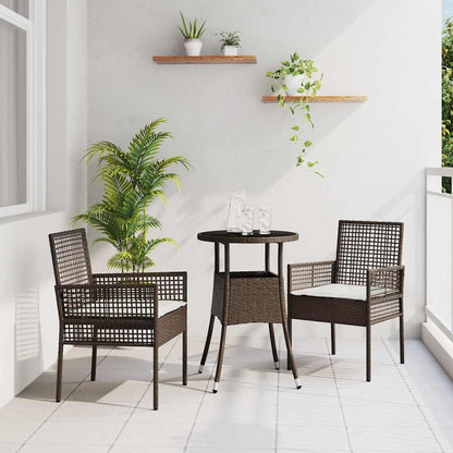 Set da Pranzo per Giardino 3 pcs Marrone Poly Rattan