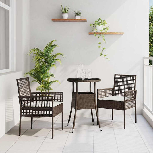Set da Pranzo per Giardino 3 pcs Marrone Poly Rattan