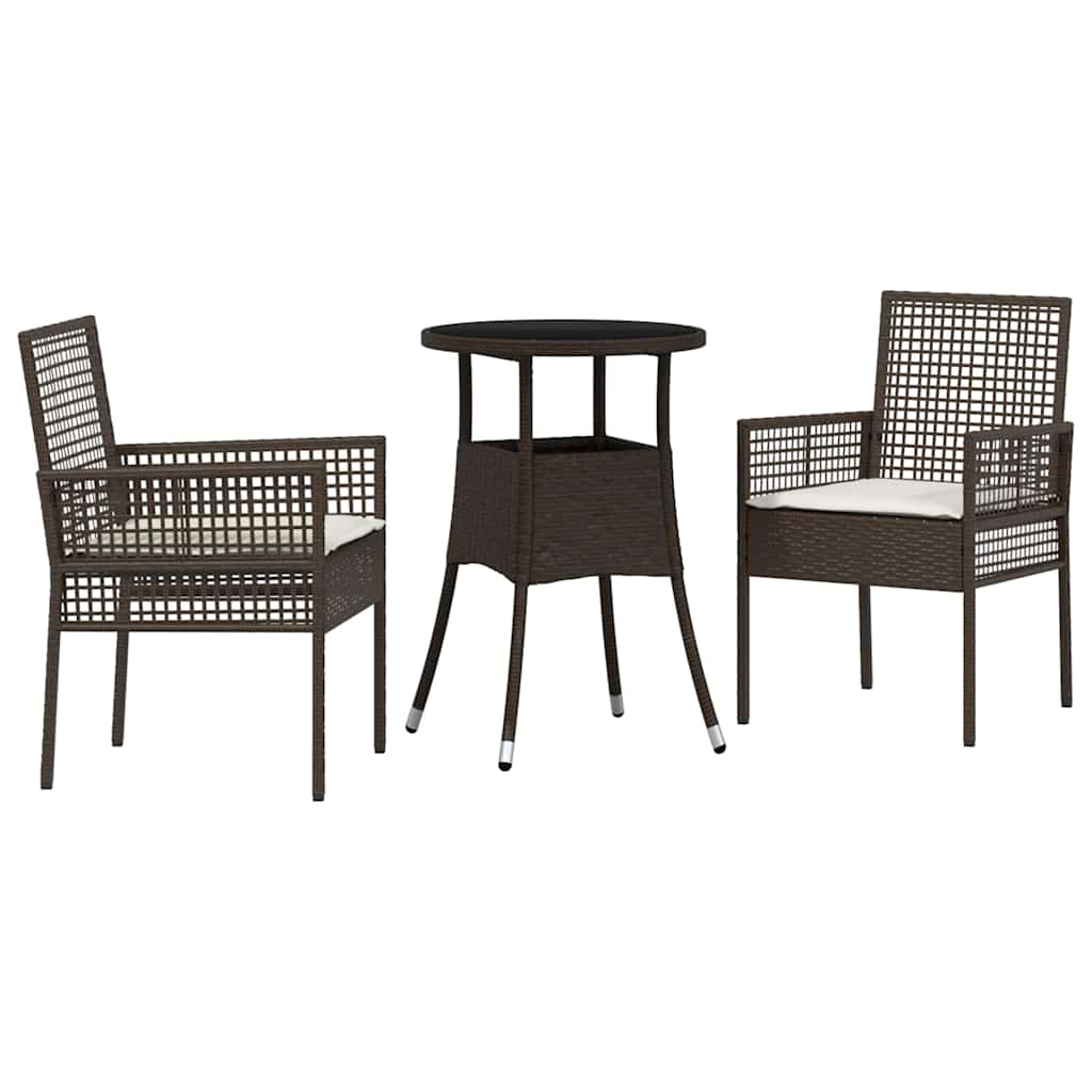 Set da Pranzo per Giardino 3 pcs Marrone Poly Rattan