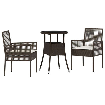 Set da Pranzo per Giardino 3 pcs Marrone Poly Rattan