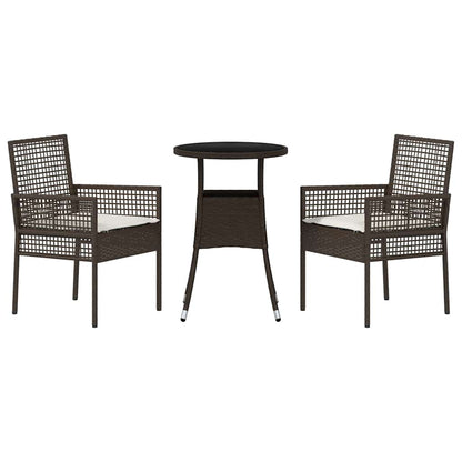 Set da Pranzo per Giardino 3 pcs Marrone Poly Rattan
