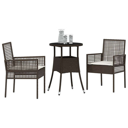 Set da Pranzo per Giardino 3 pcs Marrone Poly Rattan