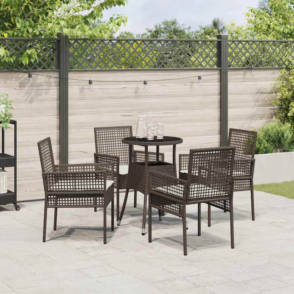 Set da Pranzo per Giardino 5 pcs Marrone polyrattan | homemem39
