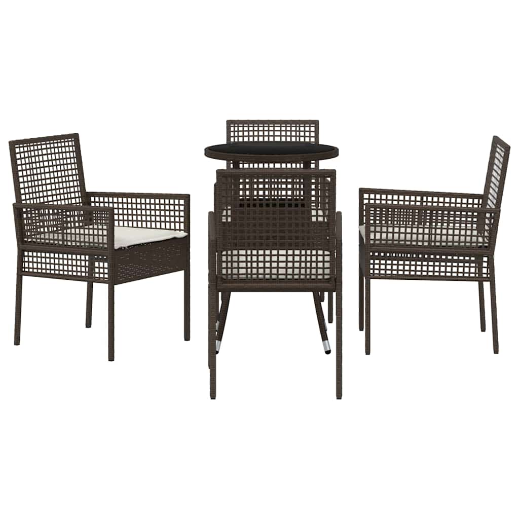 Set da Pranzo per Giardino 5 pcs Marrone polyrattan | homemem39