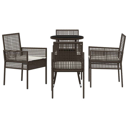 Set da Pranzo per Giardino 5 pcs Marrone polyrattan | homemem39