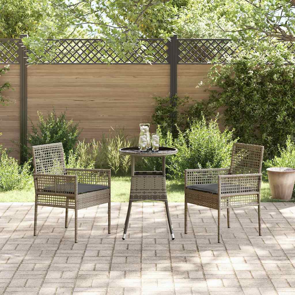 Set da Pranzo per Giardino 3 pcs Grigio polyrattan | homemem39