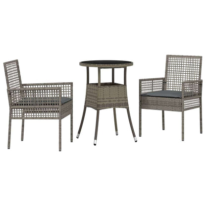 Set da Pranzo per Giardino 3 pcs Grigio polyrattan | homemem39