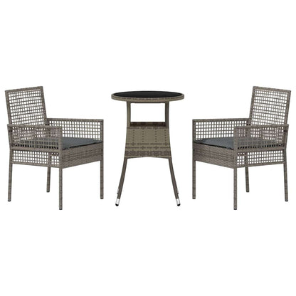 Set da Pranzo per Giardino 3 pcs Grigio polyrattan | homemem39