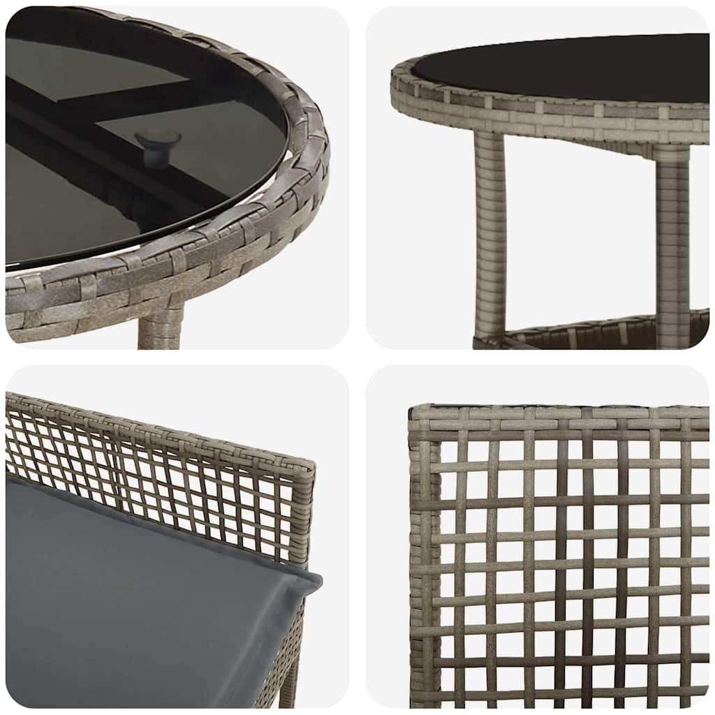 Set da Pranzo per Giardino 5 pcs Grigio polyrattan | homemem39