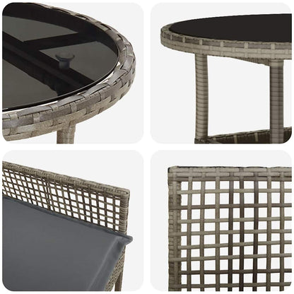 Set da Pranzo per Giardino 5 pcs Grigio polyrattan | homemem39