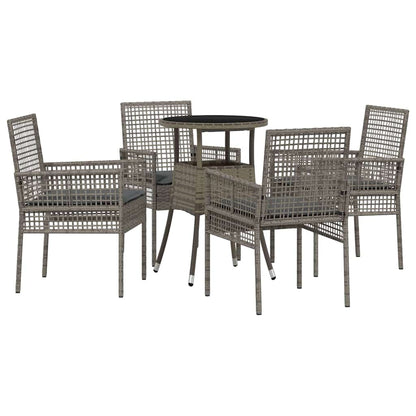 Set da Pranzo per Giardino 5 pcs Grigio polyrattan | homemem39