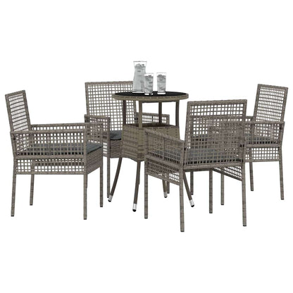 Set da Pranzo per Giardino 5 pcs Grigio polyrattan | homemem39