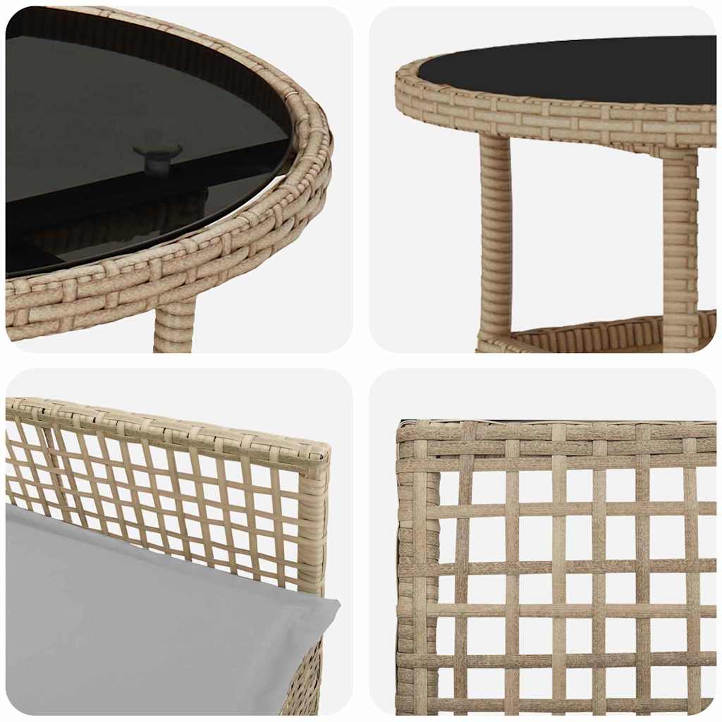Set da Pranzo per Giardino 3 pcs Beige polyrattan | homemem39