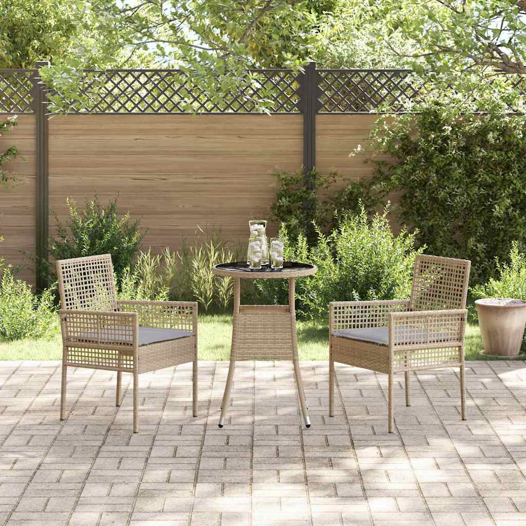 Set da Pranzo per Giardino 3 pcs Beige polyrattan | homemem39