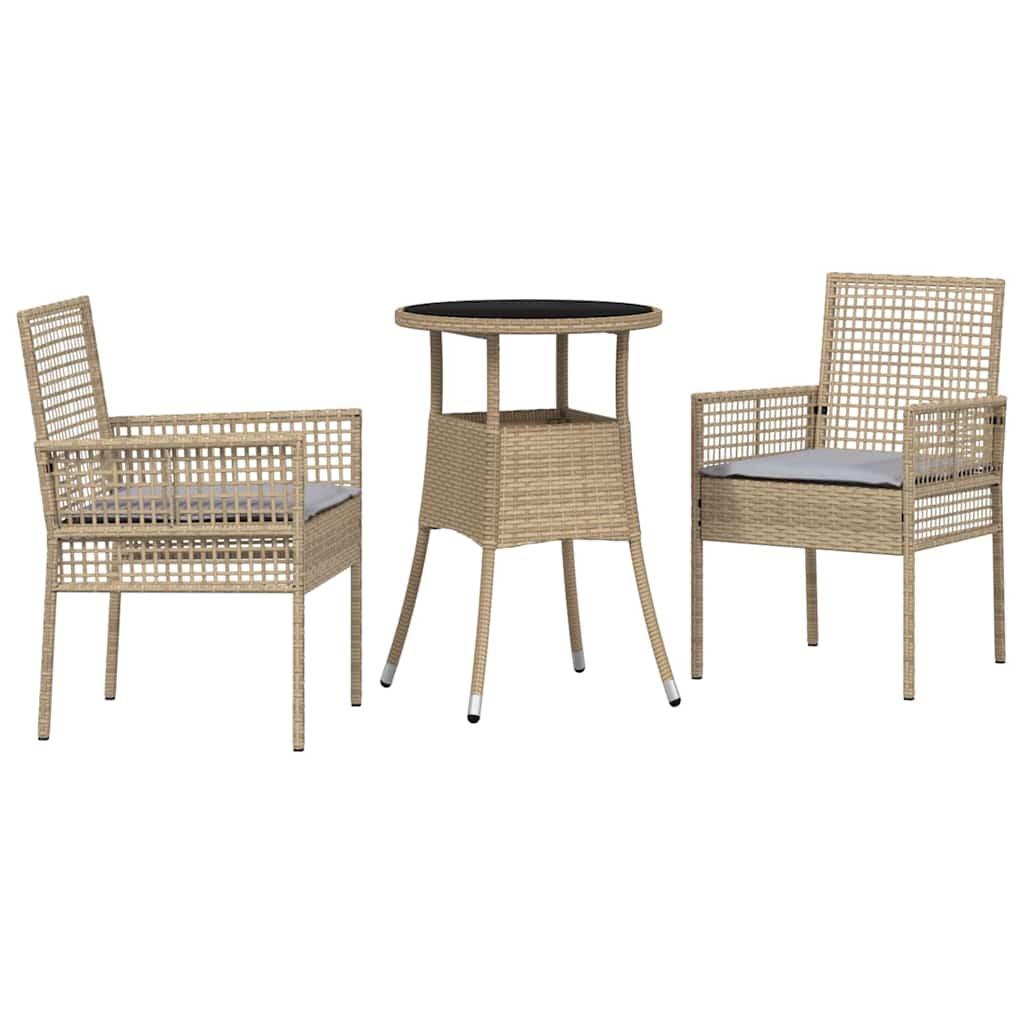 Set da Pranzo per Giardino 3 pcs Beige polyrattan | homemem39