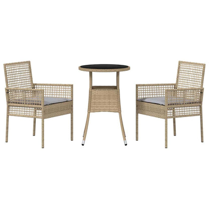 Set da Pranzo per Giardino 3 pcs Beige polyrattan | homemem39