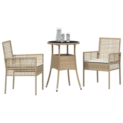 Set da Pranzo per Giardino 3 pcs Beige polyrattan | homemem39