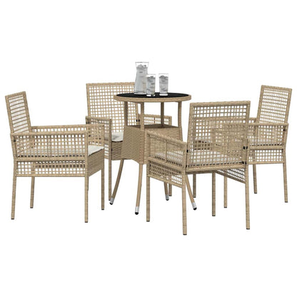 Set da Pranzo per Giardino 5 pcs Beige polyrattan | homemem39