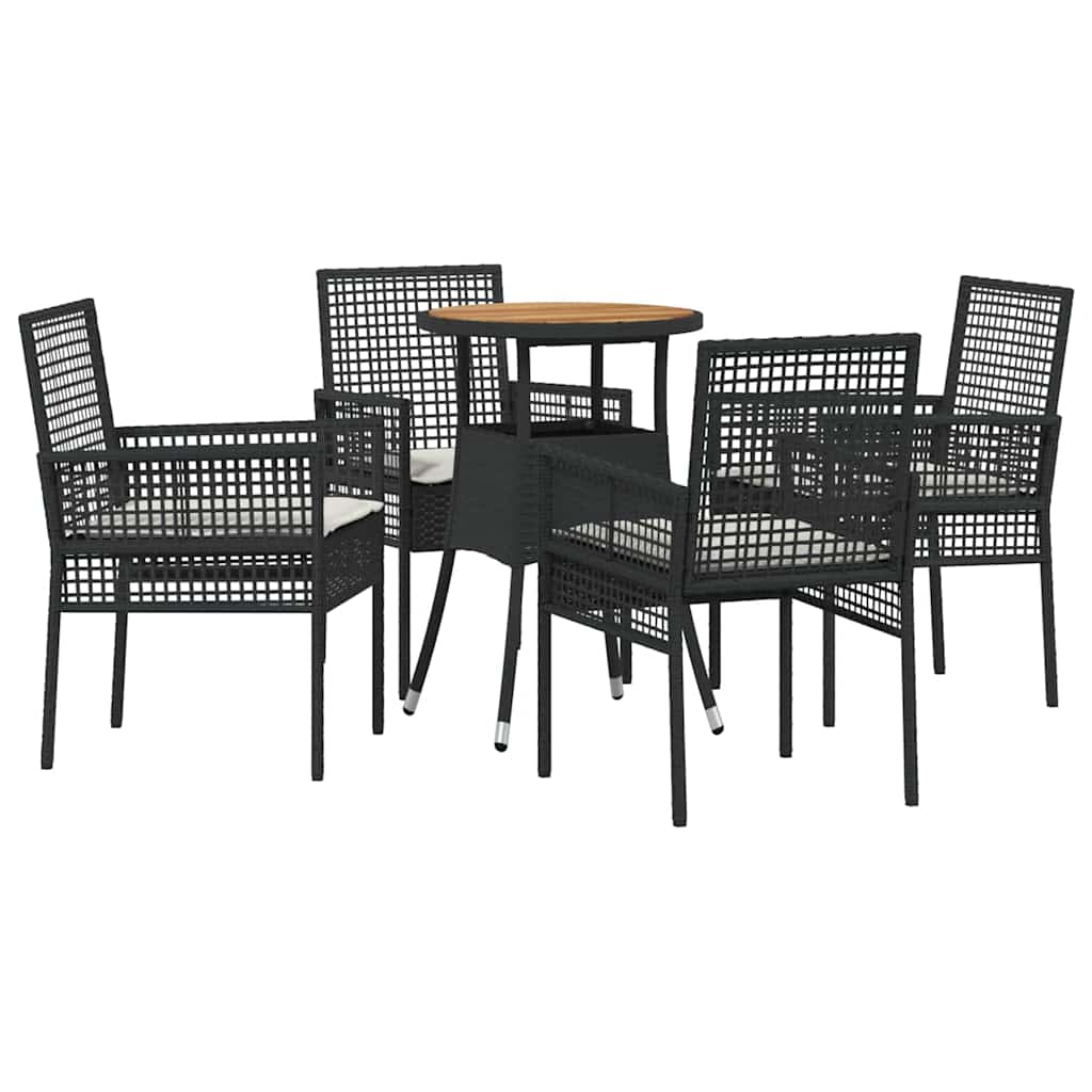 Set da Pranzo per Giardino 5 pcs Nero polyrattan | homemem39