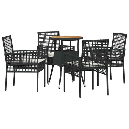 Set da Pranzo per Giardino 5 pcs Nero polyrattan | homemem39