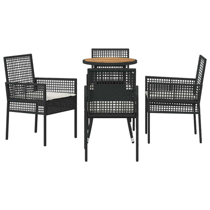 Set da Pranzo per Giardino 5 pcs Nero polyrattan | homemem39