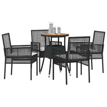Set da Pranzo per Giardino 5 pcs Nero polyrattan | homemem39