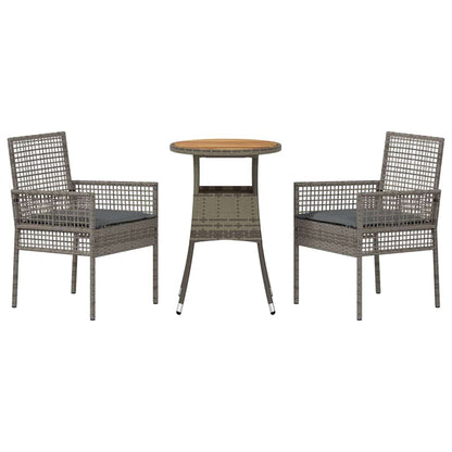 Set da Pranzo per Giardino 3 pcs Grigio Poly Rattan