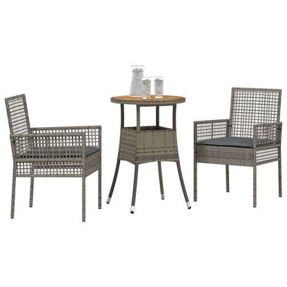 Set da Pranzo per Giardino 3 pcs Grigio Poly Rattan