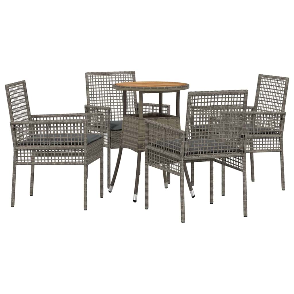 Set da Pranzo per Giardino 5 pcs Grigio polyrattan | homemem39
