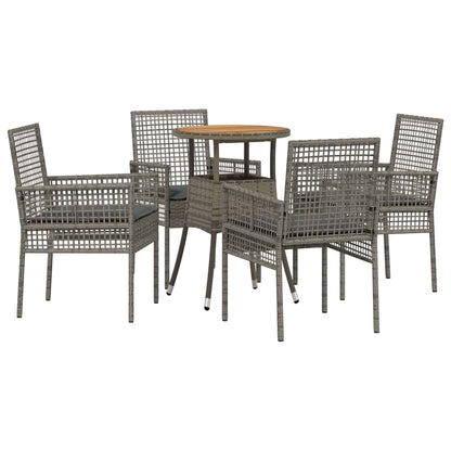 Set da Pranzo per Giardino 5 pcs Grigio polyrattan | homemem39