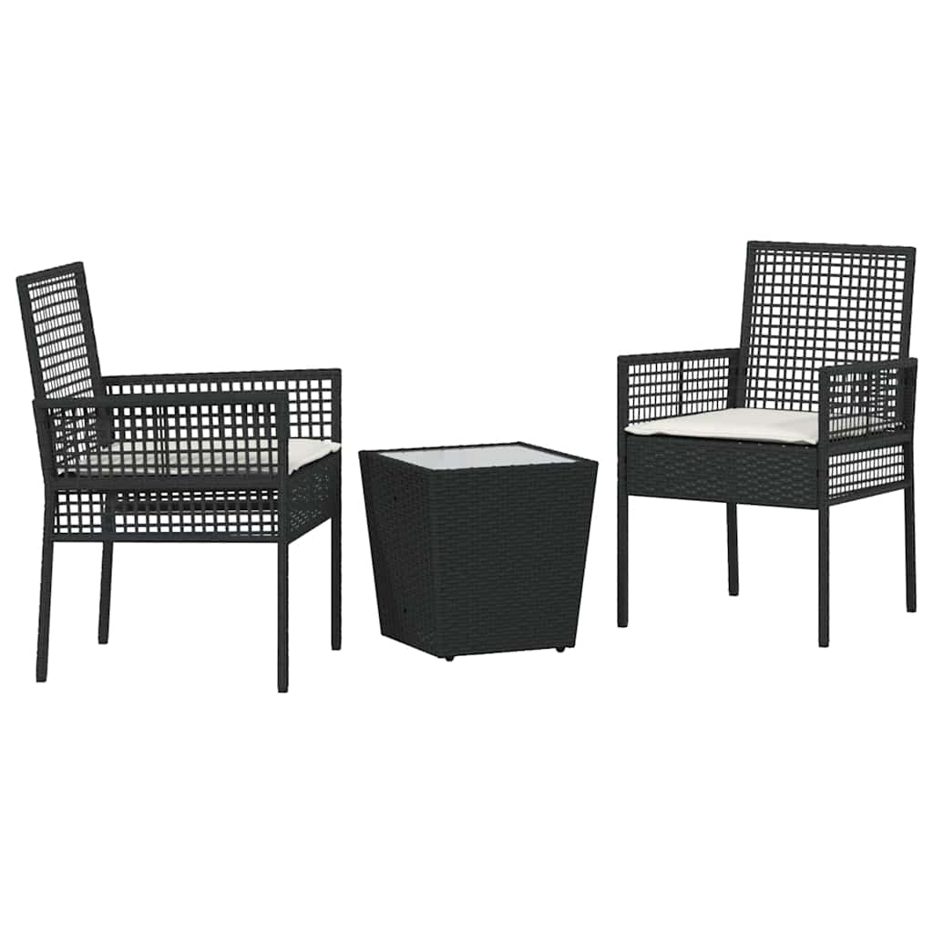 Set Bistro da Giardino 3 pz Nero polyrattan