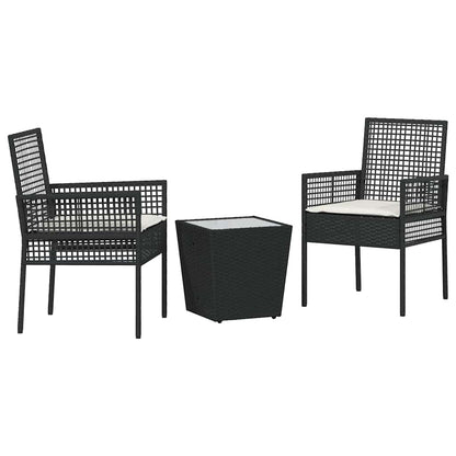 Set Bistro da Giardino 3 pz Nero polyrattan