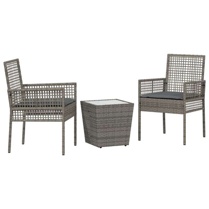 Set Bistro da Giardino 3 pcs Grigio Poly Rattan