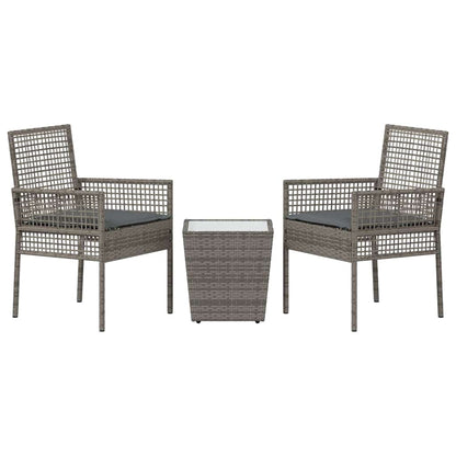 Set Bistro da Giardino 3 pcs Grigio Poly Rattan