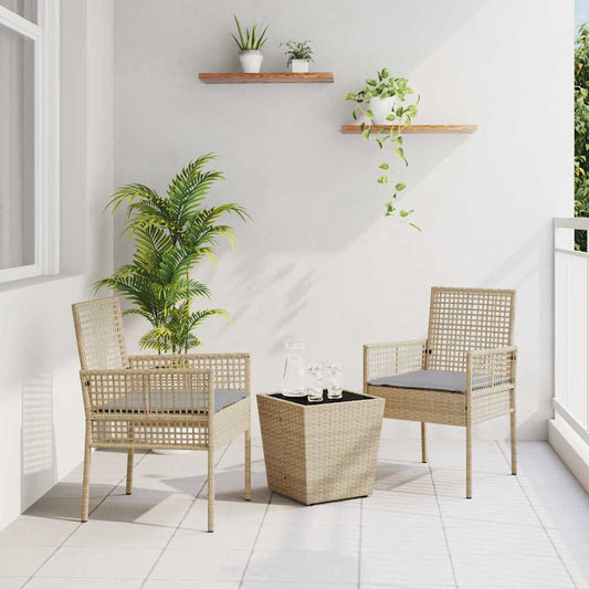 Set Bistro da Giardino 3 pcs Beige Poly Rattan