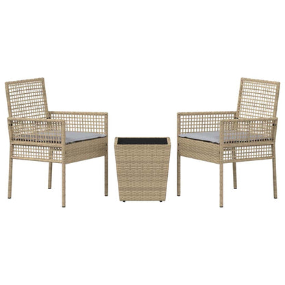 Set Bistro da Giardino 3 pcs Beige Poly Rattan