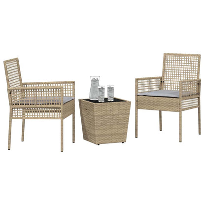Set Bistro da Giardino 3 pcs Beige Poly Rattan