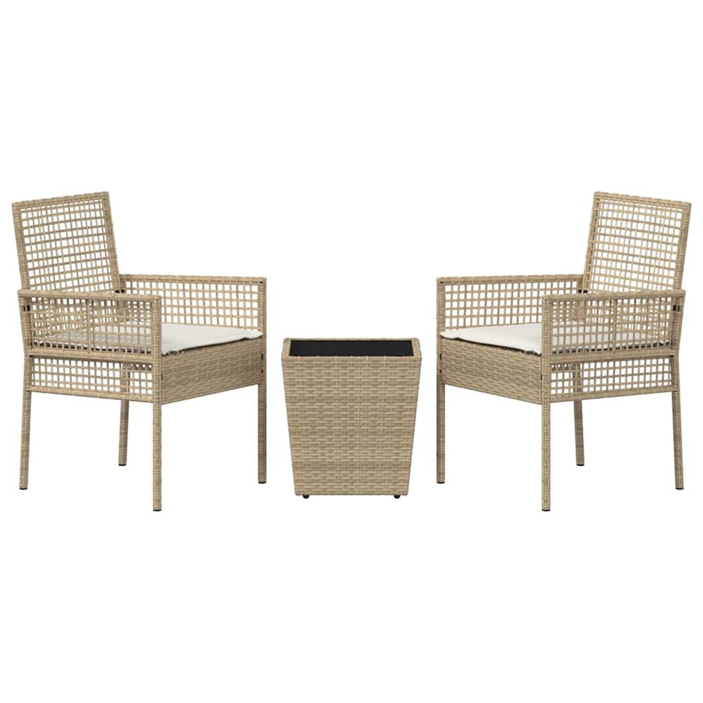 Set Bistro da Giardino 3 pcs Beige polyrattan | homemem39