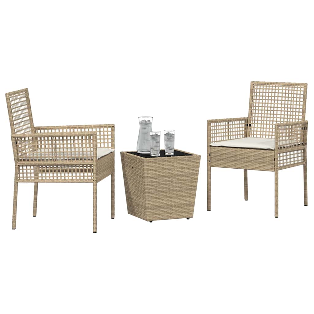 Set Bistro da Giardino 3 pcs Beige polyrattan | homemem39