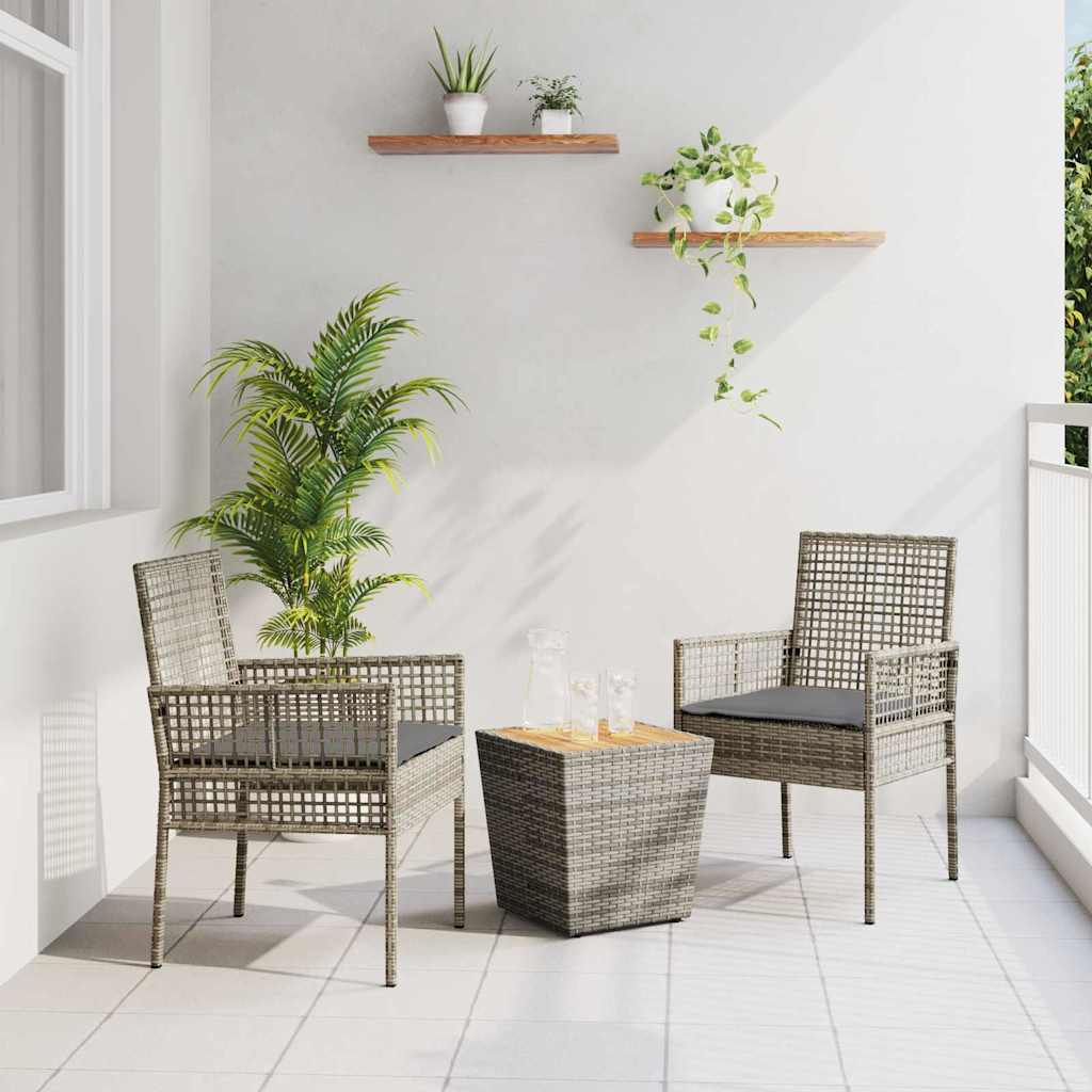 Set Bistro da Giardino 3 pcs Grigio polyrattan | homemem39
